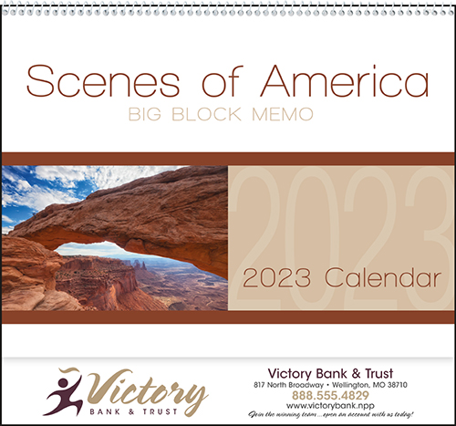 Scenes of America Spiral Bound Wall Calendar for 2023